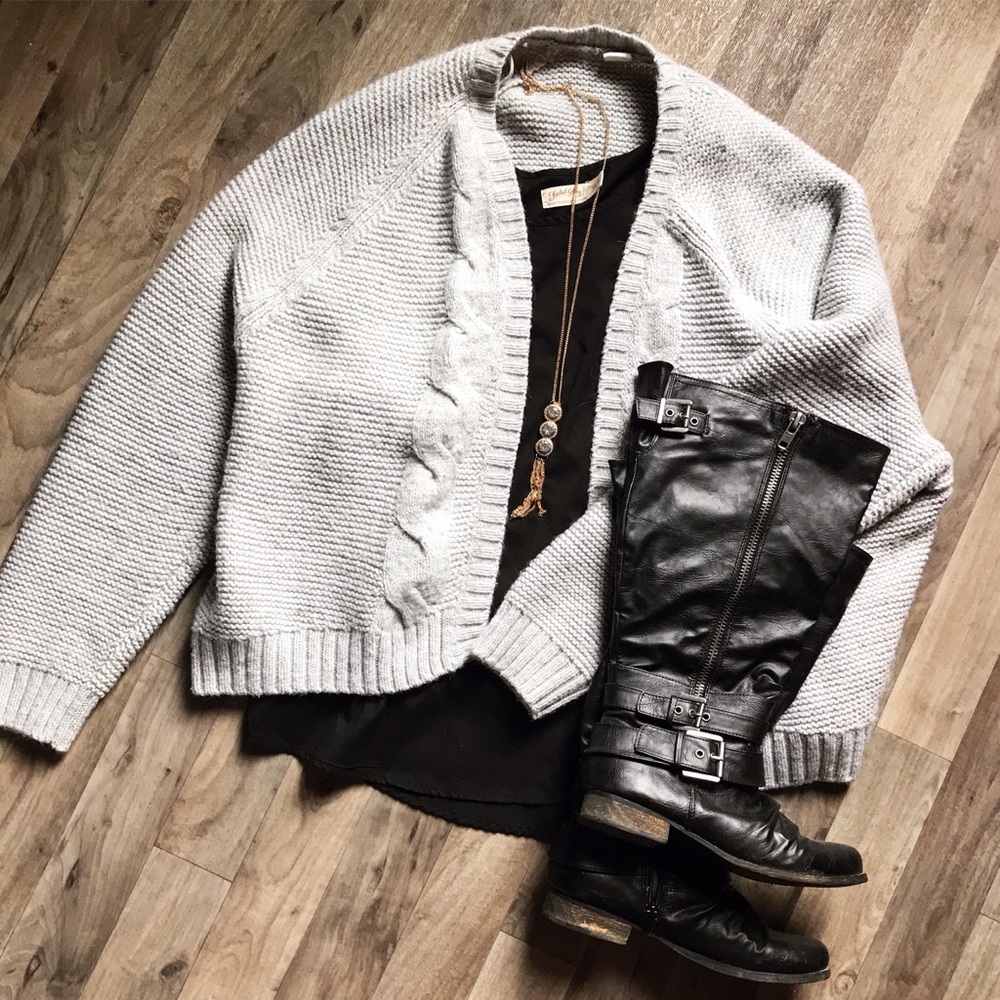 XL GAP Gray Chunky Knit Cardigan Sweater